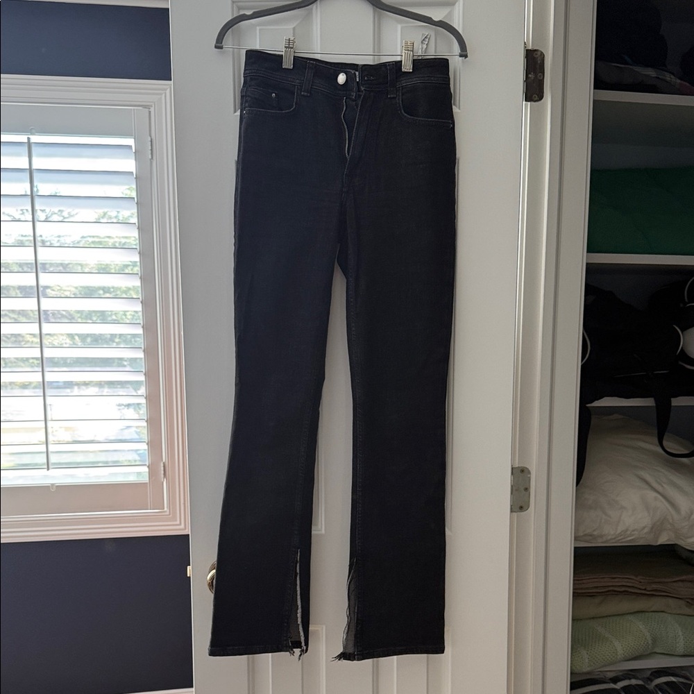 Zara Women's Straight Leg Black Jeans with boot slit